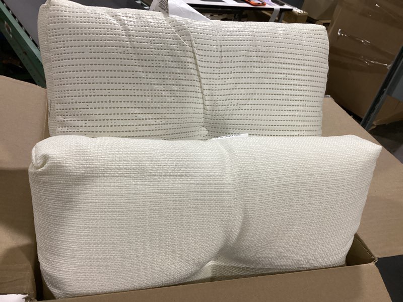 Condition photo showing As Is for klear vu the gripper non-slip tufted bench cushion for indoor furniture, assembled in usa, entryway storage, bay window, corner nook or piano seat, 27 inches, solid ivory solid ivory 27 inches