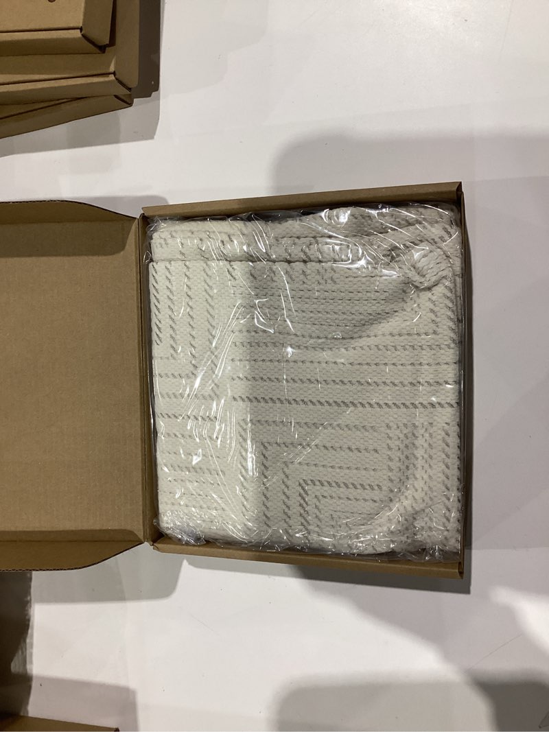 Condition photo showing New/Like New for FUTEI Cream Decorative Throw Pillow Covers 16x16 Inch Set of 2,Soft Cozy Chenille Geometric Textured Cushion Case,Home Decor for Couch Bed Living Room Cream 16" x 16" (Pack of 2)