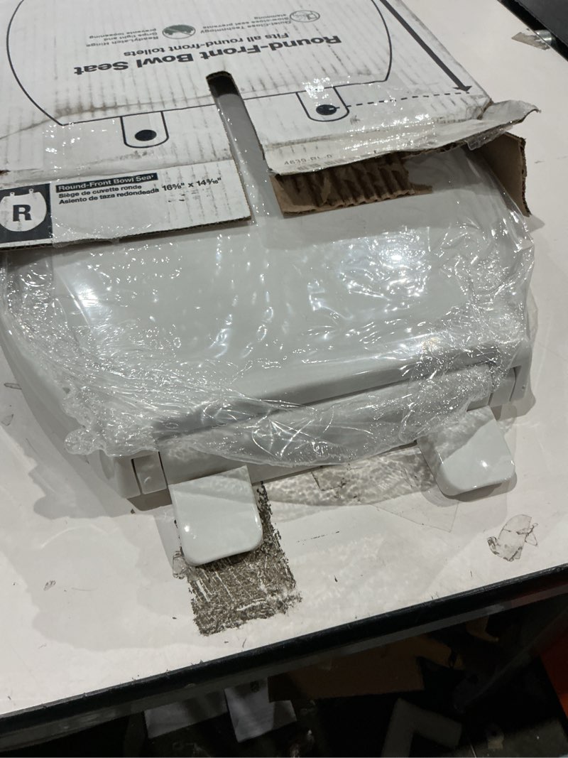 Condition photo showing As Is for kohler k-4639-rl cachet readylatch round-front quiet-close toilet seat - white