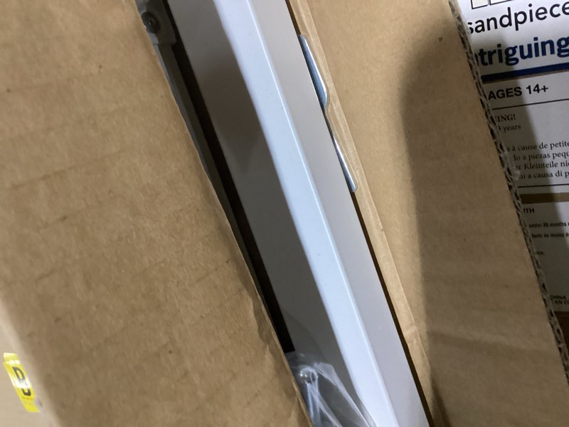 Condition photo showing As Is for babelio safety gate door fits for stairs, narrow and wide doorways with auto close, easy install, no drilling, pressure mounted for baby, child, pets, dog/puppy, 26''-40'', white white 30"tall 26"-40" wide