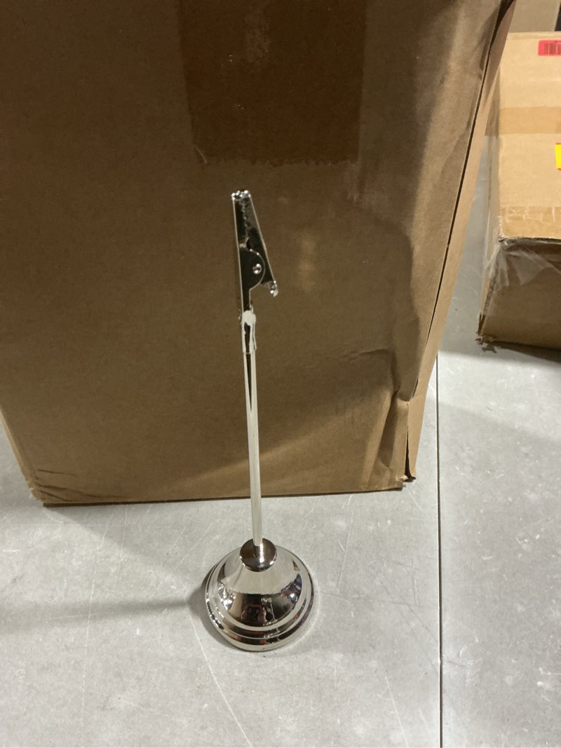 Condition photo showing Good Condition for 12 pcs table number holders 8 inch place card holder with alligator clip metal table card holders table number stands table sign holders for photos, food signs, birthdays, weddings (silver)