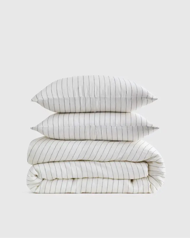european linen duvet cover, king/cal king, pencil stripe