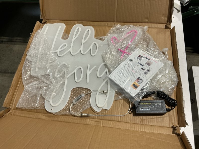 Condition photo showing Good Condition for hello gorgeous neon sign hello beautiful pink led neon lights for home wedding birthday backdrop bacelorette party wth dimmable switch(5v,16.5x10.6inches)