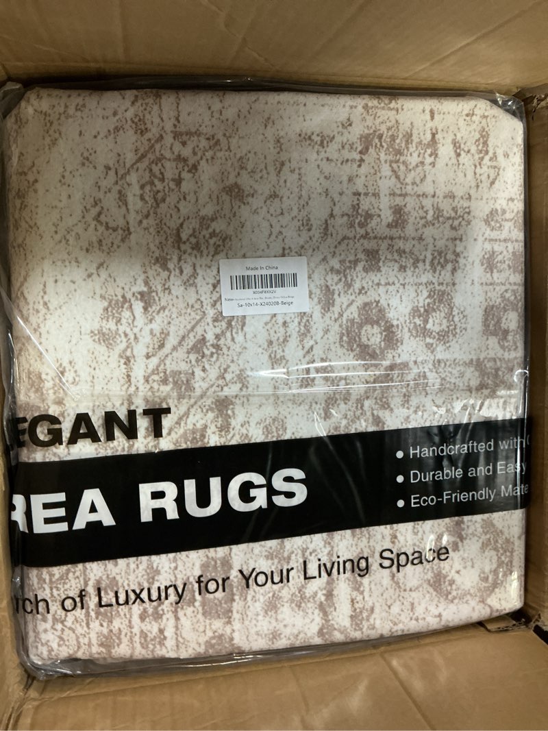 Condition photo showing Good Condition for soalmost 10x14 area rugs for living room, non slip machine washable vintage rugs, low pile lightweight large rug for bedroom, dining room, home office beige beige 10' x 14' (rectangular)