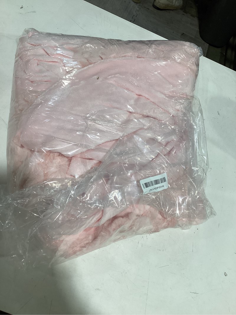 Condition photo showing Good Condition for smoofy blush pink throw blanket for couch – luxury faux rabbit fur blanket, ultra soft fluffy plush fuzzy, lightweight warm cozy blanket for bed sofa, aesthetic room decor gift for women 50"x60" pink throw(50" x 60")