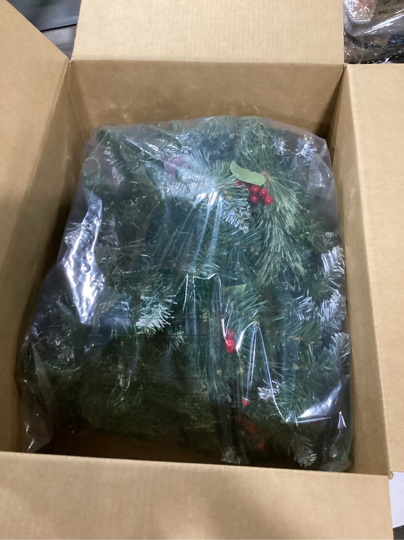 Condition photo showing Good Condition for SHareconn 9FT Prelit Artificial Christmas Garland with Color Changing Lights and Timer by Batteries Operated for Mantle Table Stairs Fireplace Xmas Decoration, Holiday Indoor Outdoor, 9 FT, Snow