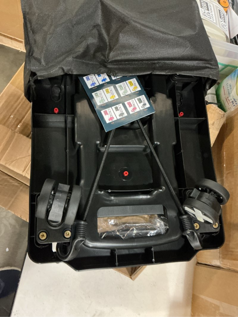 Condition photo showing New/Like New for gtiifmte foldable hand truck, lightweight luggage cart for airport car seat | compact folding dolly with rotating swivel wheel,storage size12×15.7×4.1",300lbs load,upright lock handle with 3bungee cords 4 wheels-non stretchable black