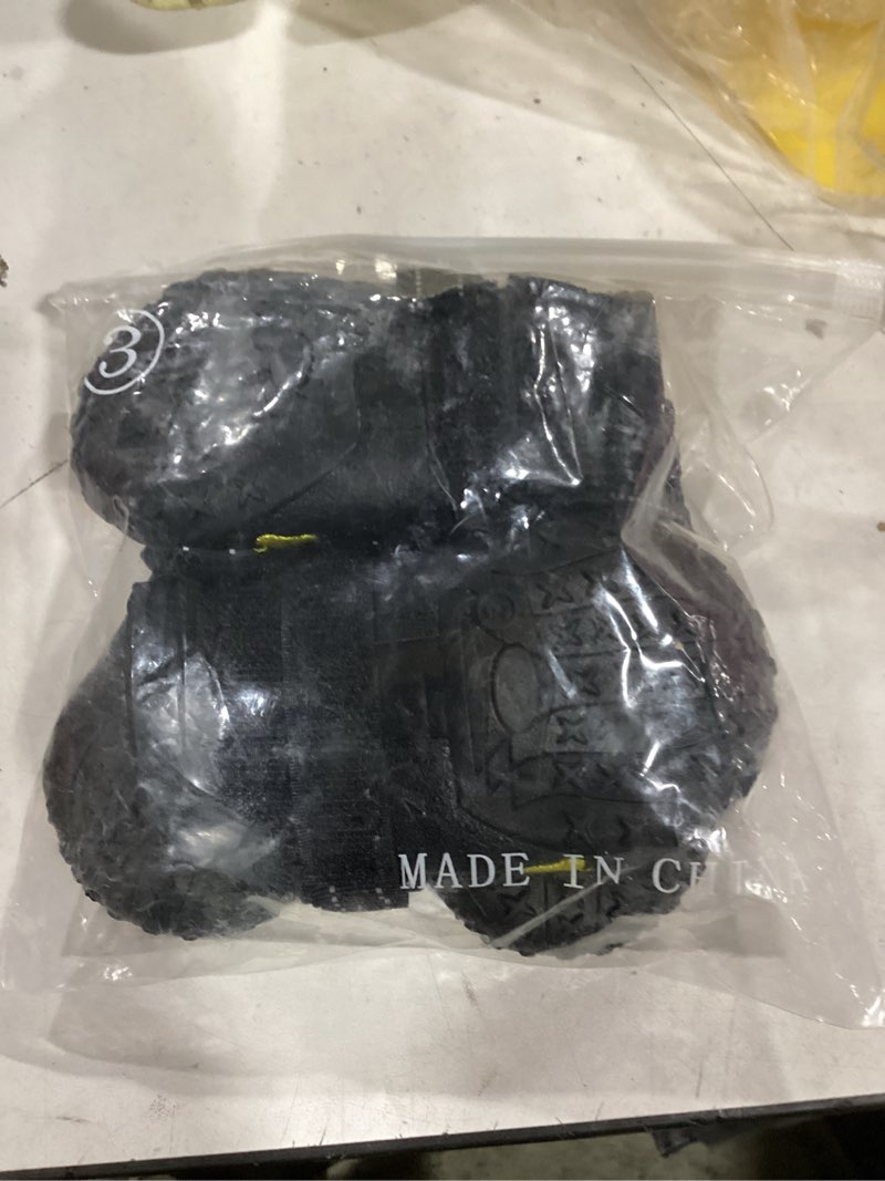 Condition photo showing New/Like New for XSY&G Dog Boots,Waterproof Dog Shoes,Dog Booties with Reflective Rugged Anti-Slip Sole and Skid-Proof,Outdoor Dog Shoes for Medium Dogs 4Pcs-Size 3 Size 3:?2.5''x1.9'')(L*W) for 23-33 lbs Black