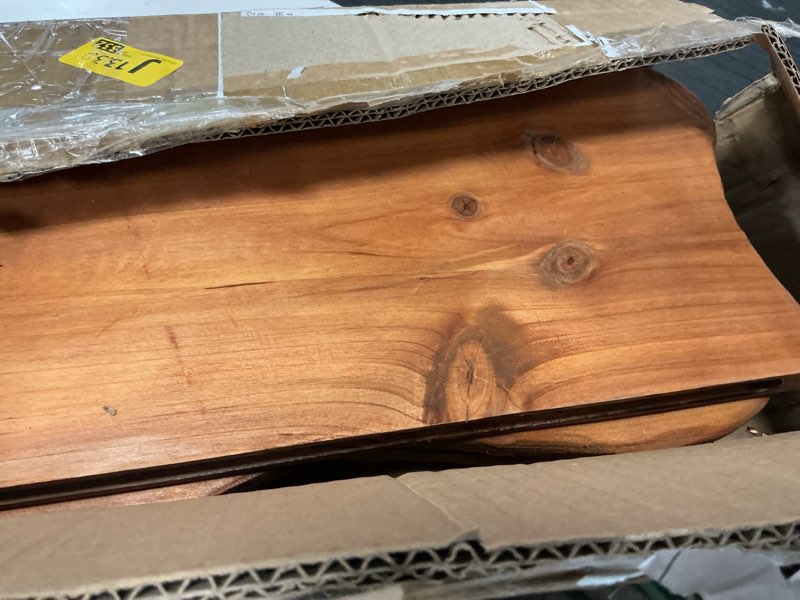 Condition photo showing As Is for pinkunn 4 pcs floating shelves for wall wooden live edge shelf wall-mounted natural solid wood bedroom kitchen storage living room nursery decor (23.6/15.8/7.9 inch) 4 23.6/15.8/7.9 inch