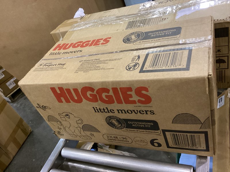 Condition photo showing New/Like New for Huggies Size 6 Diapers, Little Movers Baby Diapers, Size 6 (35+ lbs), 96 Ct (2 Packs of 48) Size 6 96