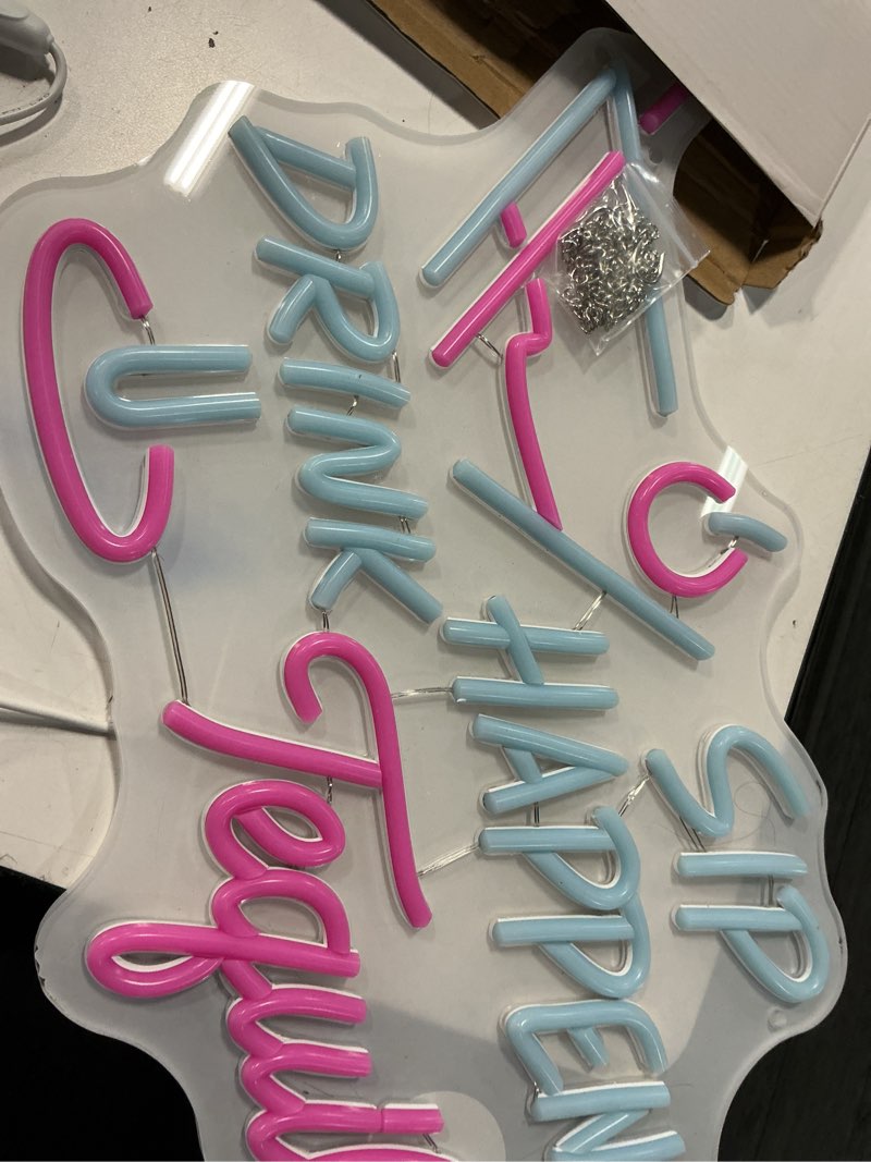 Condition photo showing As Is for tequila neon sign led pink neon signs letter neon lights neon bar signs for wall decor usb light up sign neon for gift bar bedroom restaurant man cave cafe bistro club party