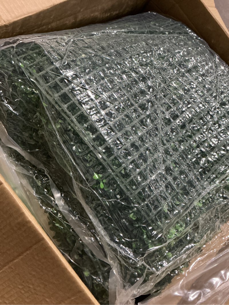 Condition photo showing Good Condition for aokie 20"x20" artificial grass wall, 24pcs boxwood hedge wall panels uv-anti grass backdrop wall decor, greenery privacy hedge screen for indoor outdoor patio balcony, party garden fence decor