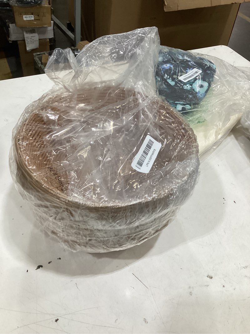 Condition photo showing Good Condition for yesland 8 pack plastic round basket large gift baskets - 10.25 inch woven bread roll and food serving baskets - food storage basket bin for kitchen, restaurant, centerpiece display, christmas gifts