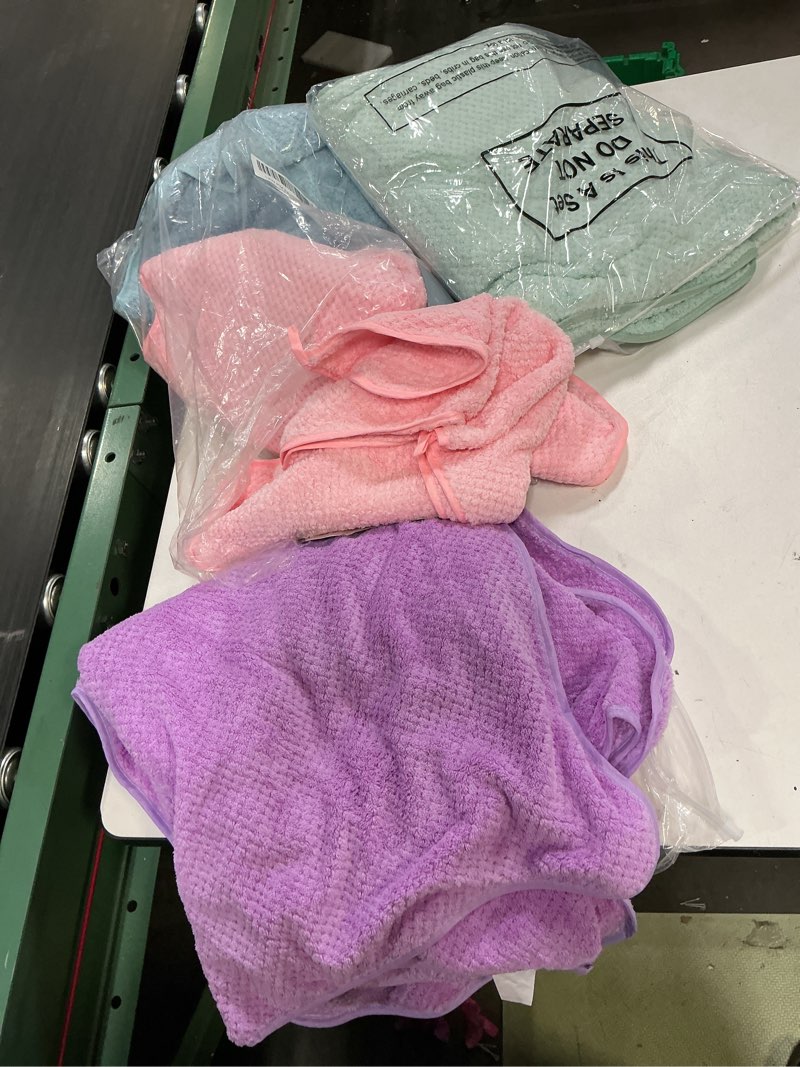 Condition photo showing Good Condition for Preboun 12 Pcs Bath Towels and Washcloths 4 Sets Microfiber Bathroom Beach Pool Towel Set Quick Dry Coral Velvet Highly Absorbent for Fitness Sports Shower Travel Spa Hotel(Pastel Colors)