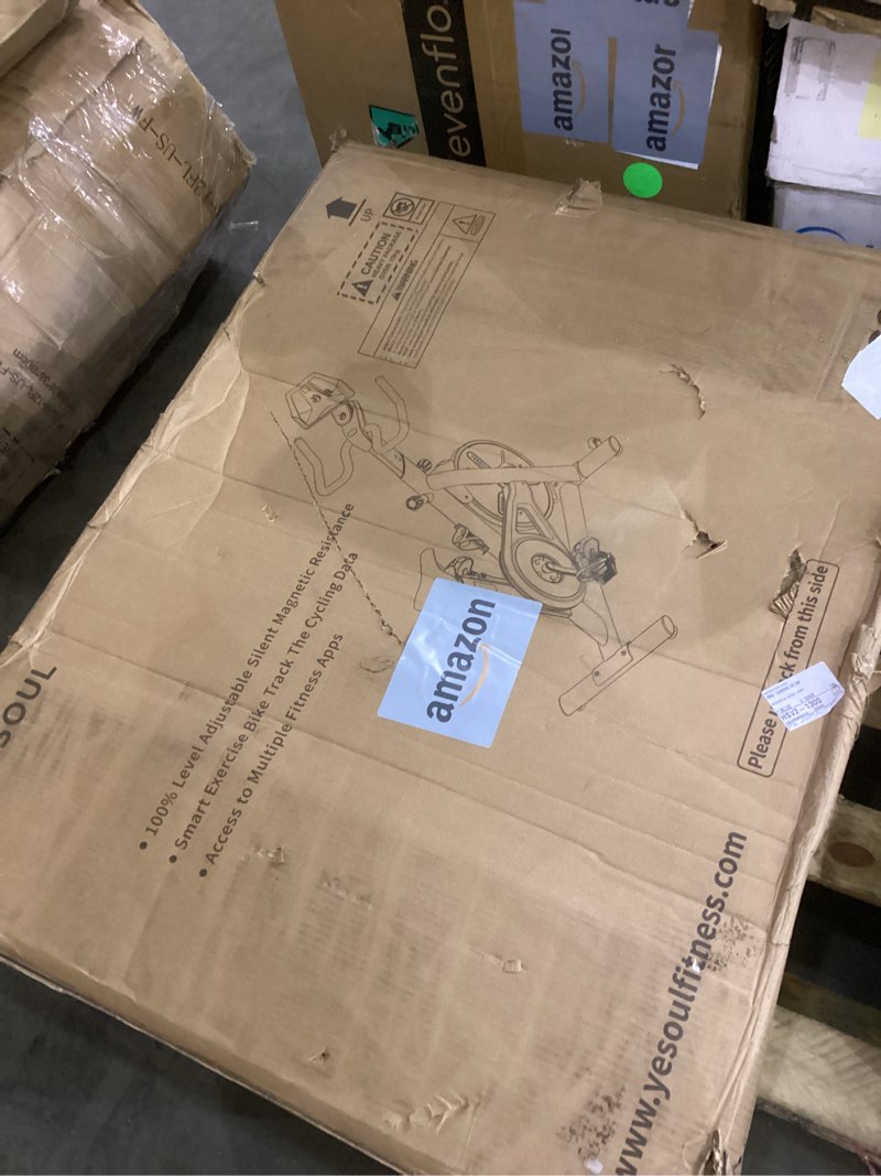 Condition photo showing As Is for Yesoul Black Exercise Bike for Home,Smart White Cycling Bike Magnetic Stationary Bike, Low Noise Indoor Cycling Bike for Home Gym Electric Stationary Bike with Tablet Mount & Comfortable Seat Cushion for Women Apartment Workout Bike for Fitness Magnetic-Black