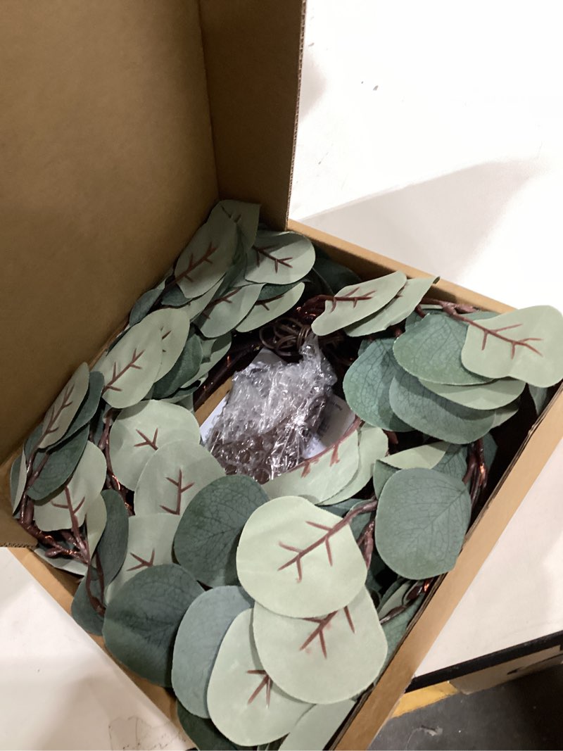 Condition photo showing Good Condition for Birchlitland Decorative Garland Lights 6FT 96 LED Fairy Lights, Lighted Eucalyptus Twig Garlands with Timer Battery Operated for Bedroom Stairs Party and Holiday Decor Indoor Outdoor Eucalyptus garland