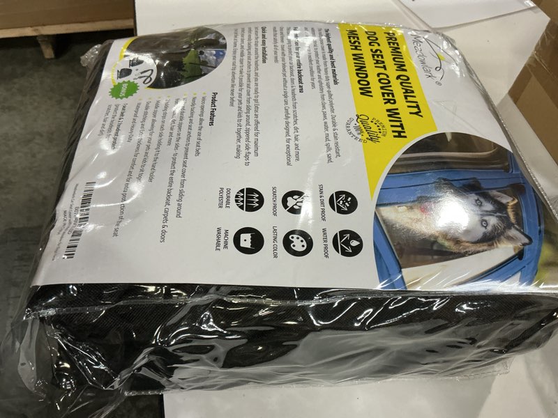 Condition photo showing New/Like New for Meadowlark Dog Car Seat Cover with Mesh Window, Heavy-Duty Pet Seat Cover for Back Seat, Extra Padded Non-Slip Dog Hammock, Water-Resistant Back Seat Protector for Cars Trucks and SUVs (54" W x 58" L) 58" L x 54" W without Seat Belt Black / Mesh