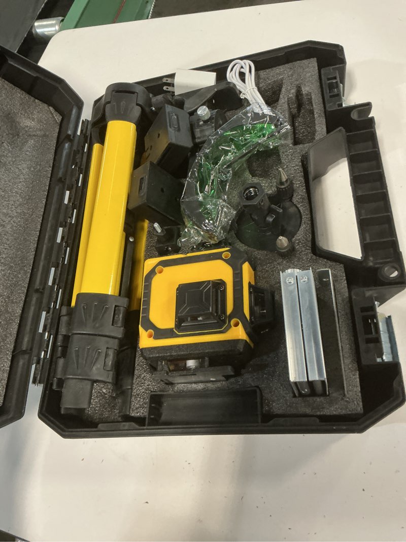 Condition photo showing Good Condition for 16 laser level with 1m tripod, 4x360° laser line, green cross line laser with tripod self-leveling, lazer leveler tool for picture hanging laserpower<1mw, 2 batteries