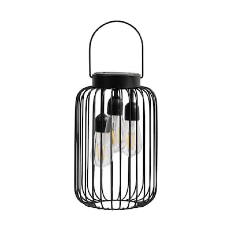 style selections 6.8-in x 11-in black metal solar outdoor decorative lantern