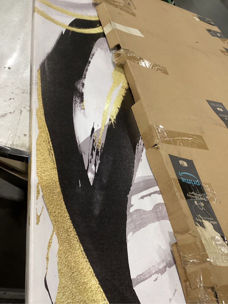 Condition photo showing Good Condition for Kureful Black And Gold Wall Decor Large Wall Art for Living Room Abstract Wall Art Pictures Paintings Minimalist Decor Canvas Artwork 29”x58” 29"x58" Gold