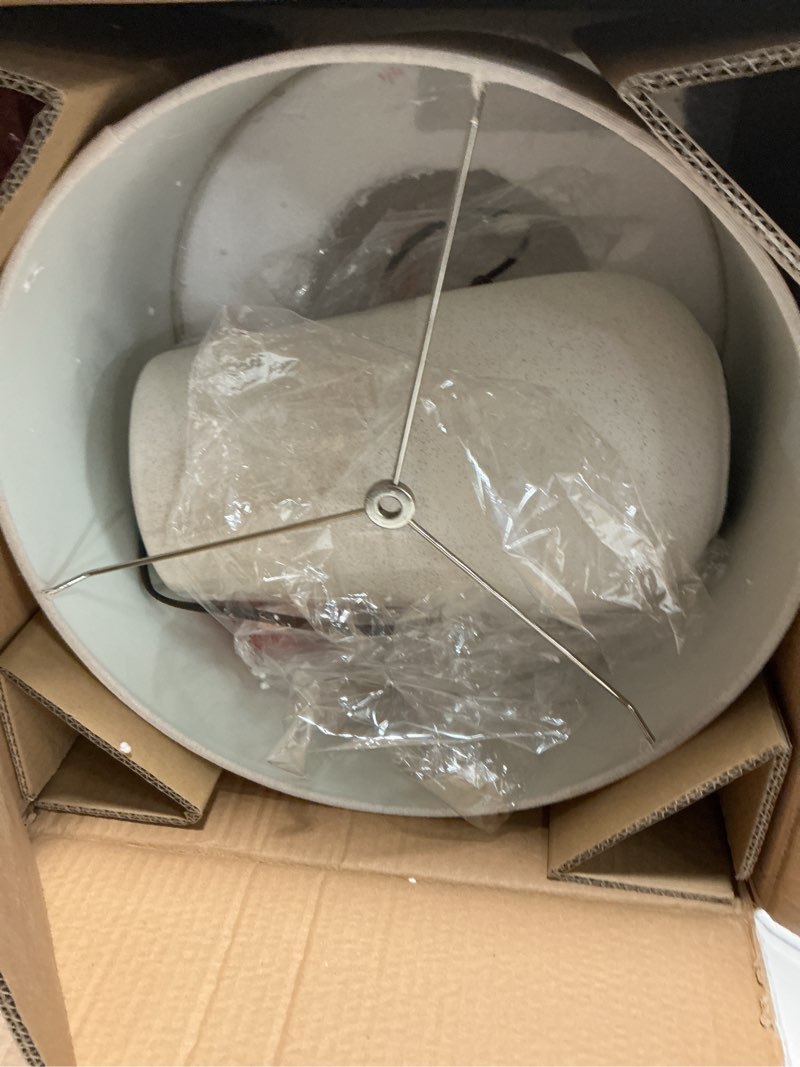 Condition photo showing Good Condition for signature design by ashley shavon contemporary 27" textured neutral glaze table lamp, beige & white