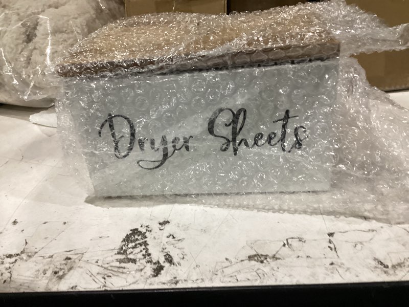 Condition photo showing New/Like New for bivvclaz dryer sheet holder, acacia wood laundry sheets container, laundry room organization and storage for farmhouse laundry room decor and accessories, fabric sheet holder
