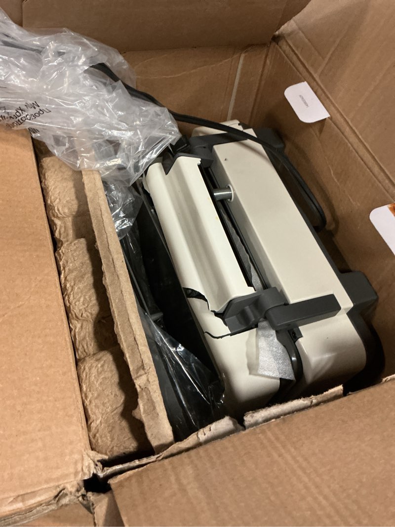 Condition photo showing As Is for greenpan elite 4-square belgian & classic waffle maker,healthy ceramic nonstick dishwasher safe plates, adjustable shade/crunch control, wont overflow, easy cleanup breakfast, pfas-free, white 4-square waffle iron cream white