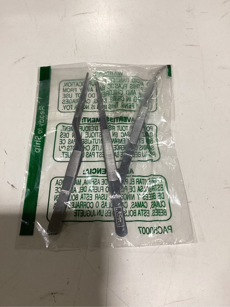 Condition photo showing New/Like New for 8-CREW KITCHEN Culinary Stainless Steel Tweezers, 6-inch Set of 3 Chef Precision Tongs for Plating, Decorating, Food Design, Bar and Multi-Purpose