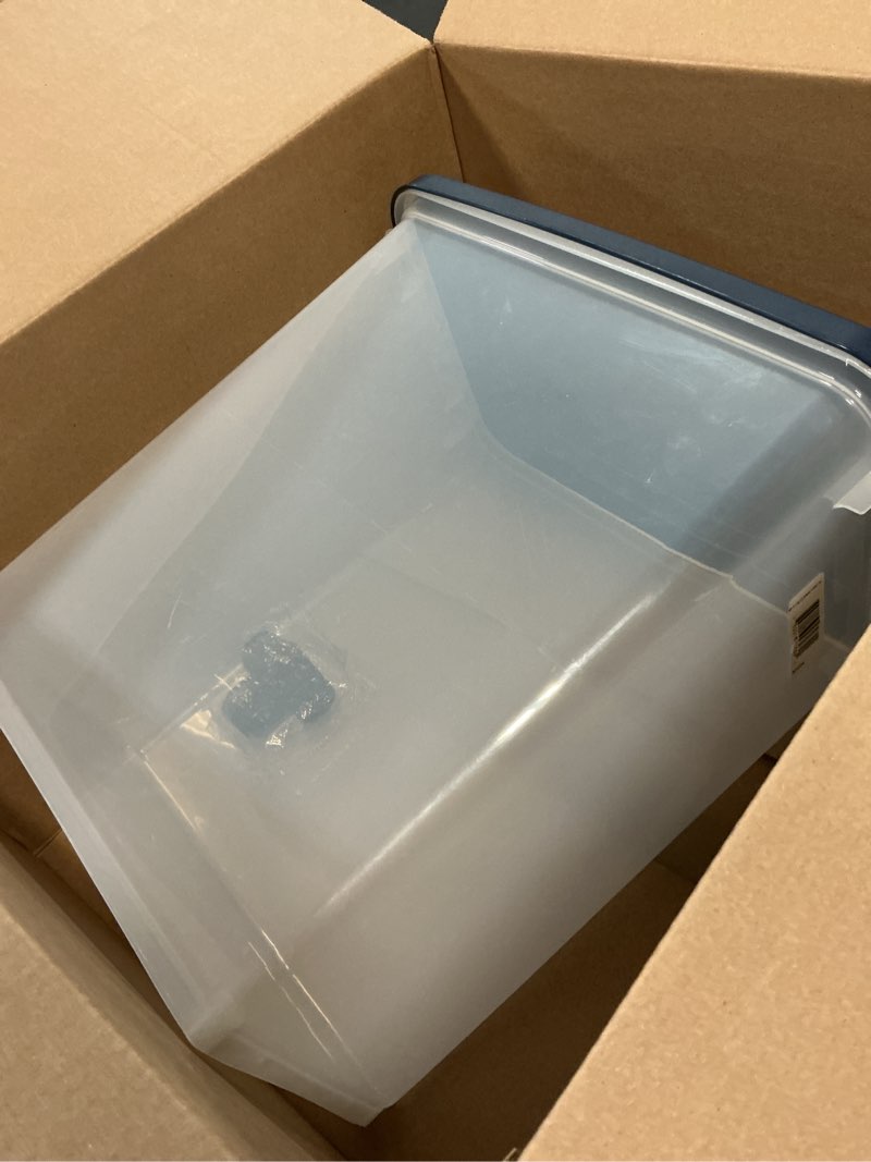Condition photo showing Good Condition for iris usa airtight dog food storage container, up to 30 lbs, attachable wheels, for dog cat bird and other pet food storage bin, keep fresh, easy mobility, bpa free, navy