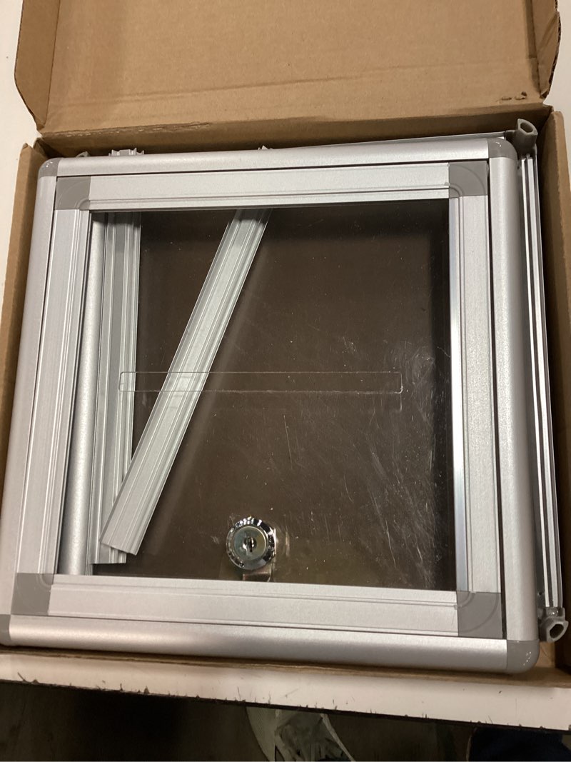 Condition photo showing As Is for large donation box with lock, acrylic ballot box with slot 10 x 10 x 10 inch, suggestion box with lock cash storage container for fundraising voting charity contest tip