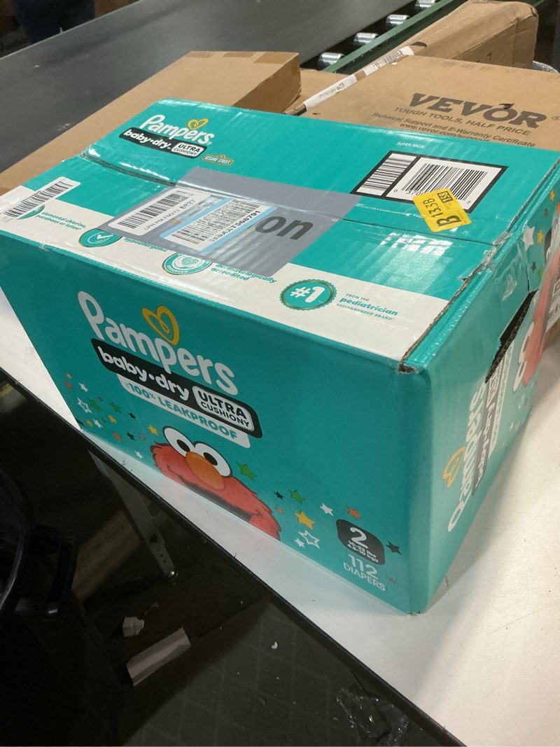 Condition photo showing New/Like New for Pampers Diapers - Baby Dry - Size 2, 112 Count, Absorbent Disposable Infant Diaper (Packaging May Vary) Size 2 112