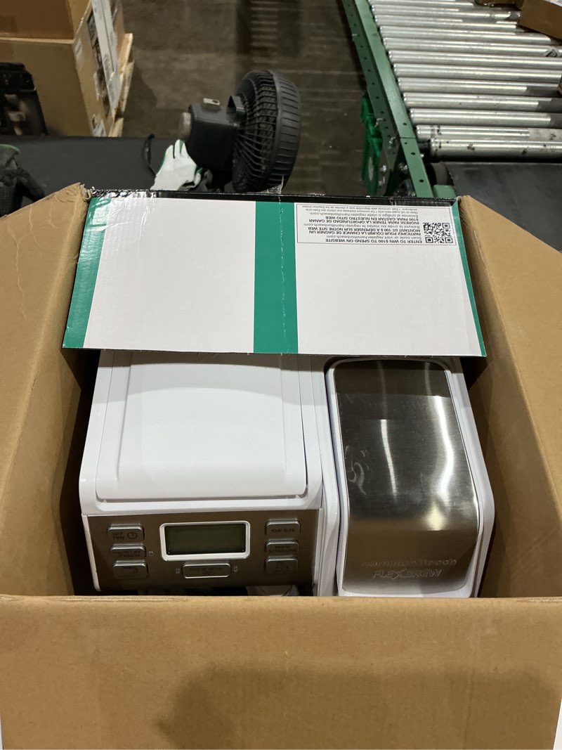 Condition photo showing New/Like New for hamilton beach flexbrew trio 2-way coffee maker, compatible with k-cup pods or grounds, combo, single serve & full 12 cup coffee pot, white, fast brewing, removeable reservoir white, fast brewing, removable reservoir