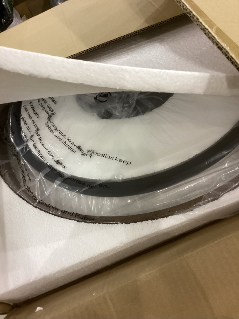 KARTOOSH Modern LED Chandelier with Remote, Dimmable Ring Pendant Light Walnut Wood Black Circular C