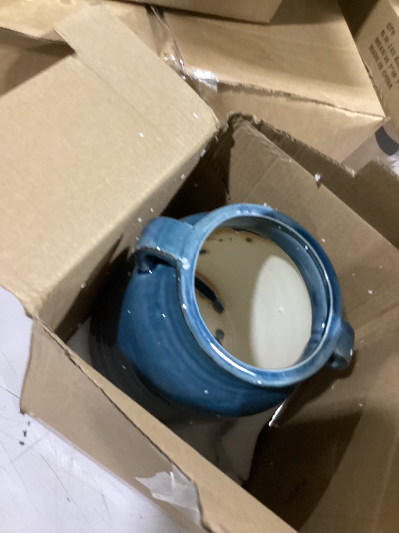 Condition photo showing Good Condition for similar to blue ceramic vase with 2 handles, modern farmhouse vases for home decor, rustic pottery vase, decorative terracotta vases for pampas grass, clay jug for living room dining table shelves