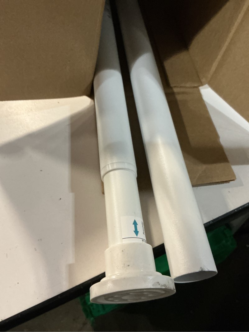 Condition photo showing As Is for ALLZONE Tension Curtain Rod for Window, 83-123 Inches, Heavy Duty Curtain Rods No Drilling, Non-Slip Bathroom Shower Tension Rod, Renter Friendly, Adjustable, Spring Loaded, Extra Long, White White 83-123 Inches