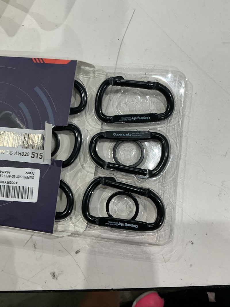 Condition photo showing Good Condition for carabiner clip - heavy duty carabiners 800lbs-13kn (2922 lbs) carabeaner d ring shape,key chain clip hook,keychain clip,multipurpose for camping, hiking,backpacking or other outdoor activities. 6pcs 2.5 inch (800 lbs)