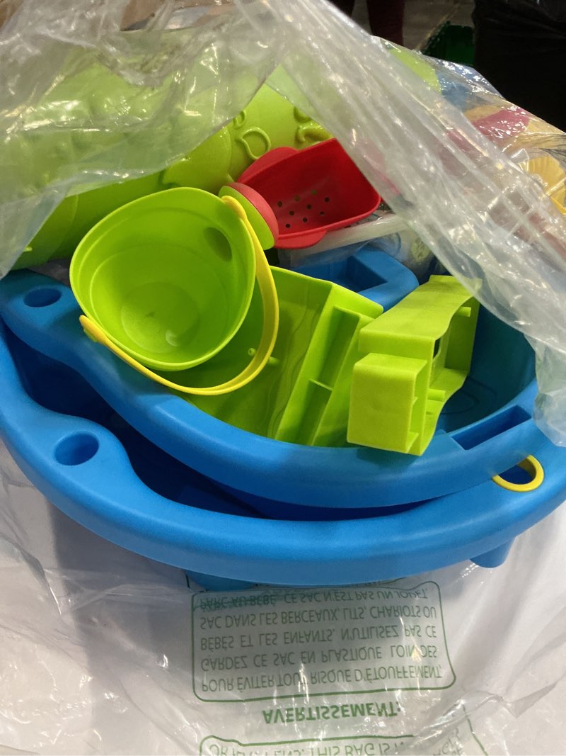 Condition photo showing Good Condition for 2026 water table for toddlers 1-3 3-5 with pump, 3-tier outdoor sand water play table toys for kids ages 4-8 outside activity sensory summer beach pool backyard splash toys for boys girls gifts blue