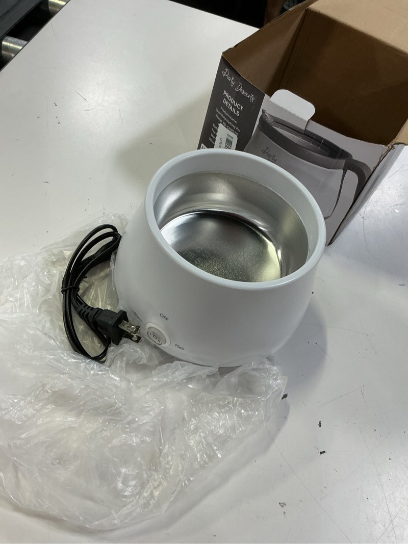 Condition photo showing As Is for party desserts candy and chocolate melting pot, mini electric fondue pot, melts candy chocolate in a couple of minutes, ideal for cake pops cookies cakes, 1 cups, single pot, gray