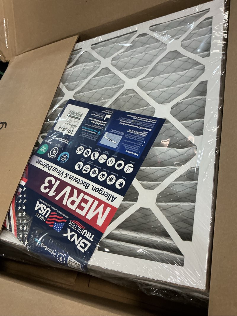 Condition photo showing New/Like New for bnx trufilter 20x25x4 (19.5’’ x 24.5’’ x 3.63‘’ slim fit) merv 13 air filter (2-pack) - made in usa - air conditioner hvac ac furnace filters health, allergies, mold, bacteria, smoke, mpr 1900 fpr 10