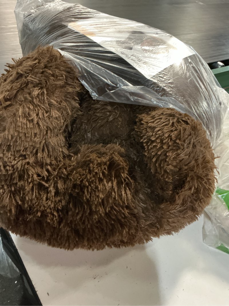 Condition photo showing Good Condition for jollyvogue calming dog bed medium size dog, anti-anxiety donut medium pet bed, 27 inches fluffy faux fur round cat bed (coffee) coffee 27.0"l x 27.0"w x 8.0"th