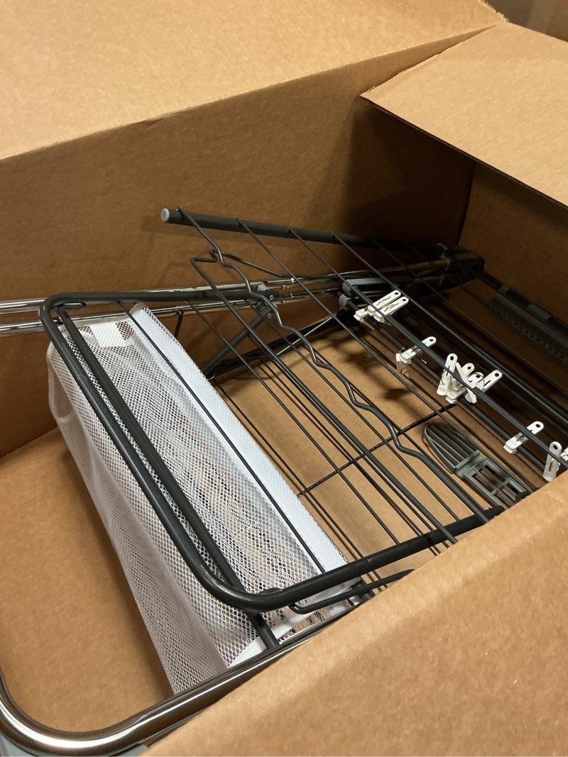 Condition photo showing As Is for Heavy Duty Clothes Drying Rack 71 Inch Foldable with Wheels, 27 Rods, Extra-Thick Metal Clothes Dryer Stand