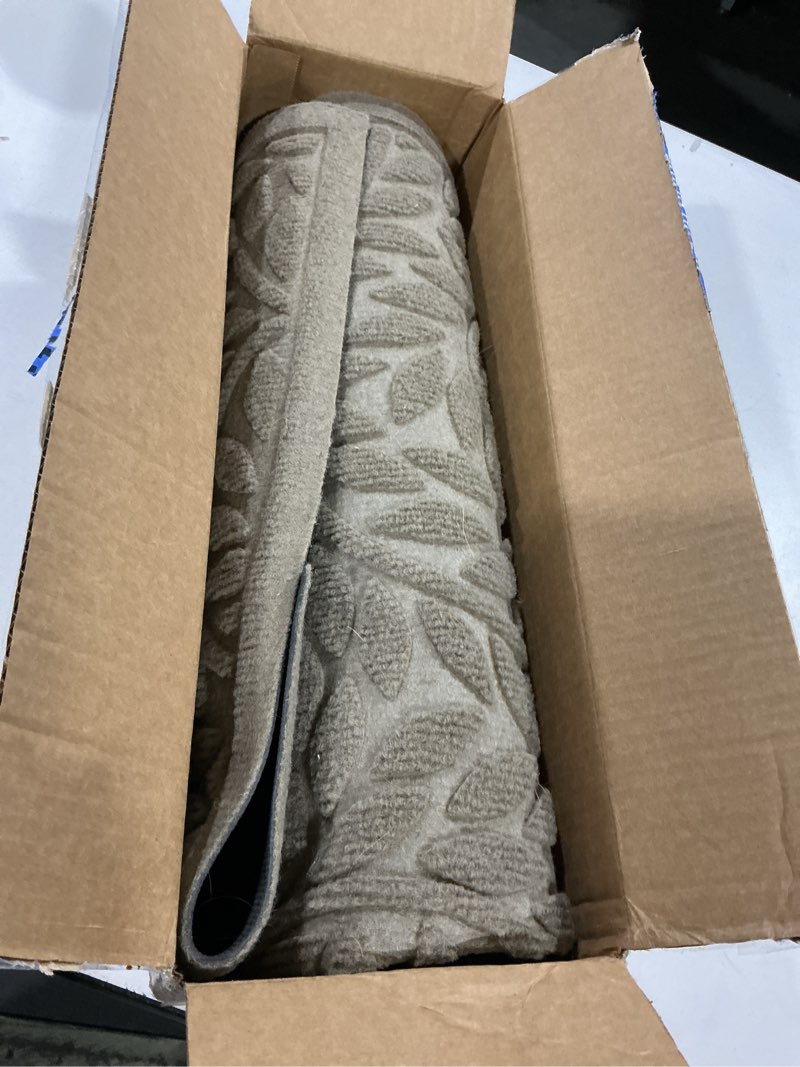 Condition photo showing As Is for bulijojo front door mat entrance,durable heavy duty welcome mat,thick absorbent natural rubber non slip mat, sturdy entryway beige, 23"x35" 1'11" x 2'11" (leaf) beige