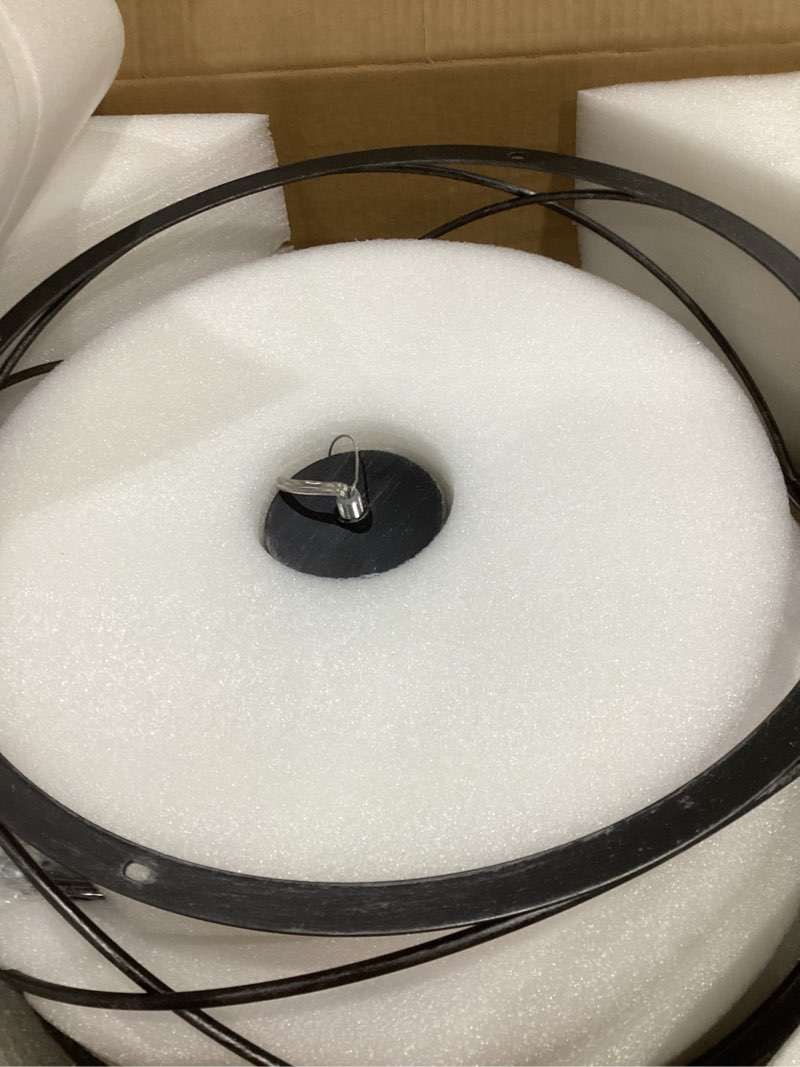 Condition photo showing As Is for 20" Farmhouse Chandelier, Rustic Drum Chandelier Light Fixture Over Table, 5-Light Pendent Light for Dining Room Vintage Wood Chandelier for Bedroom Hanging Lamp for Kitchen