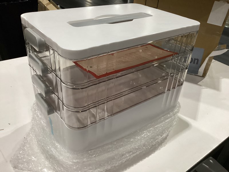 Condition photo showing New/Like New for 4-tier medicine organizer - portable medicine cabinet with plastic handle, multipurpose medical box, empty first aid kit for home extra large 4 tier
