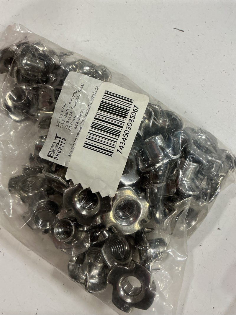 Condition photo showing Good Condition for bolt dropper | t-nut 3/8 -16 x 7/16  stainless steel 50 pack choose