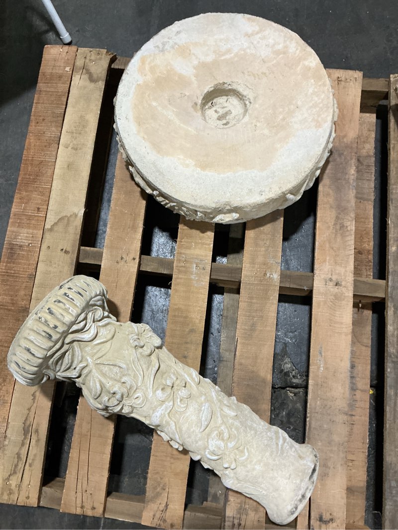 Condition photo showing As Is for sand concrete hummingbird birdbath