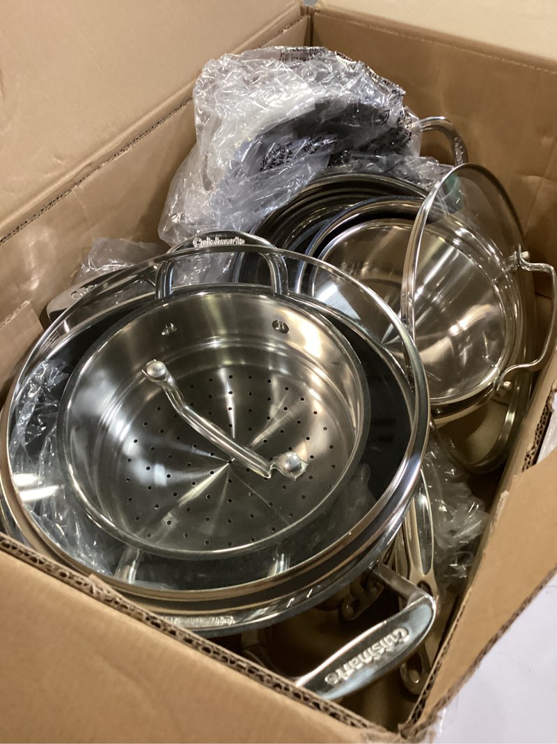 Condition photo showing As Is for Cuisinart 77-11G Stainless Steel 11-Piece Set Chef's-Classic-Stainless-Cookware-Collection
