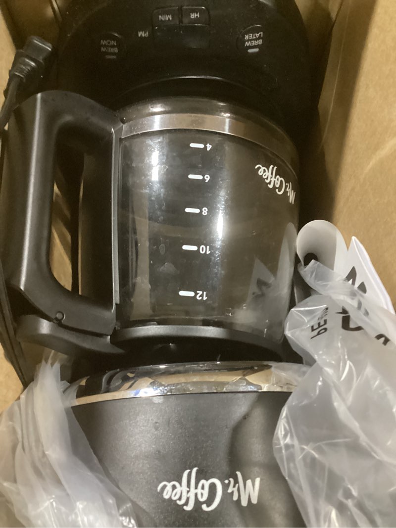 Condition photo showing As Is for mr. coffee® 12-cup programmable coffeemaker, brew now or later coffee maker