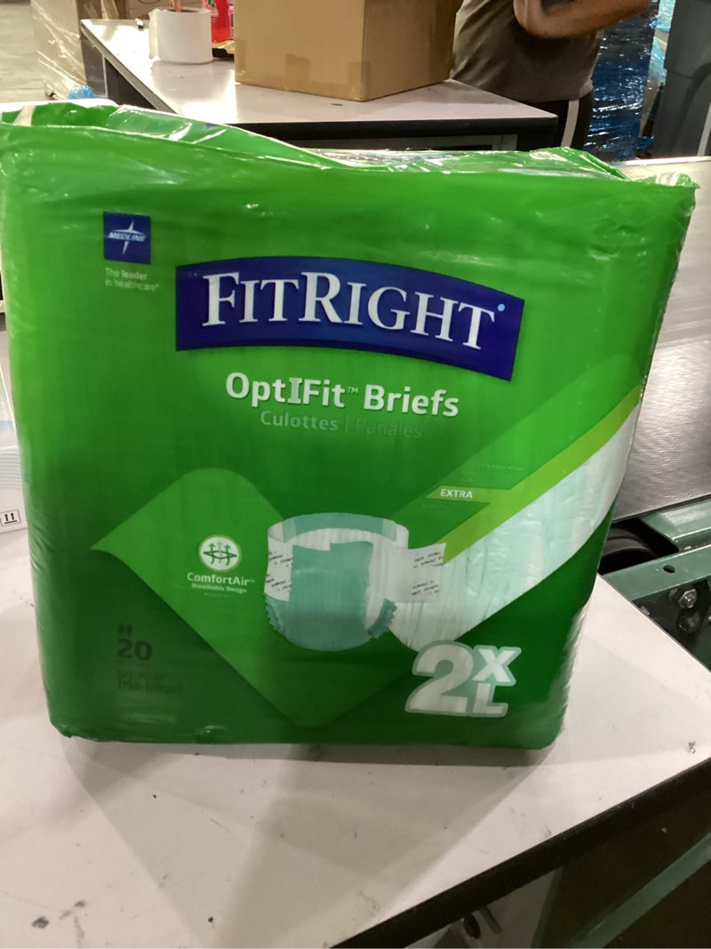 FitRight Adult Incontinence Briefs with Tabs, Moderate Absorbency, 2XL, 60" to 70", 20 Count 20 Count XX-Large