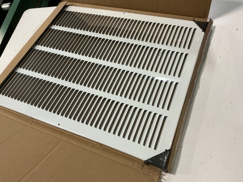 Condition photo showing Good Condition for fits 16x20 duct opening | steel return air grille by handua | vent cover grill for sidewall and ceiling | white | hvac cold air intake grille | outer dimensions: 17.75"w x 21.75" 1 16"w x 20"h [duct opening]